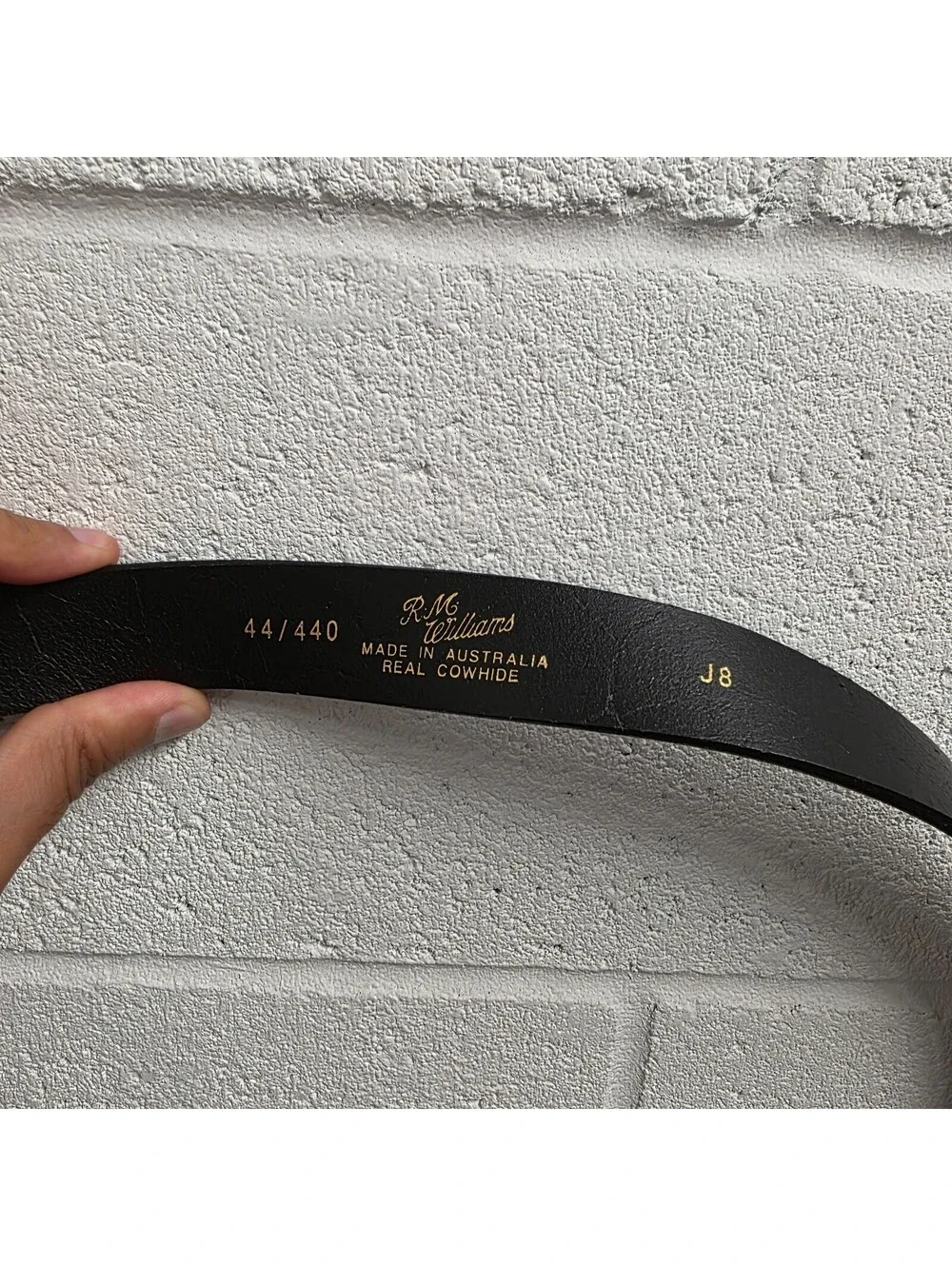 RM Williams Black Leather Belt Size 44 440 Australia Longhorn Buckle Western